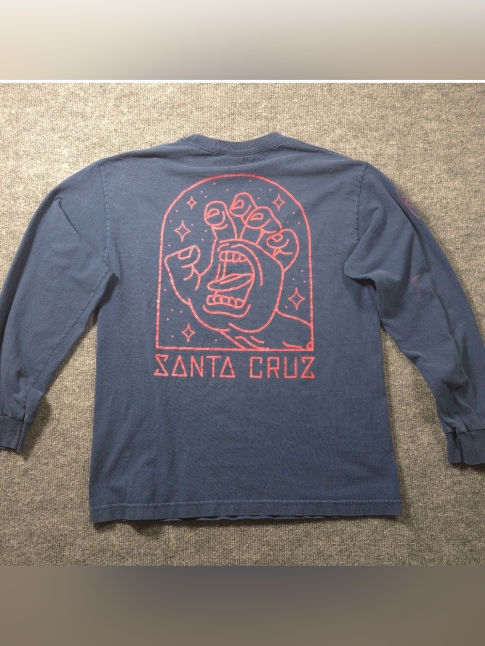 Santa Cruz Skateboards Navy Long Sleeve Tee with Red Screaming Hand Graphic